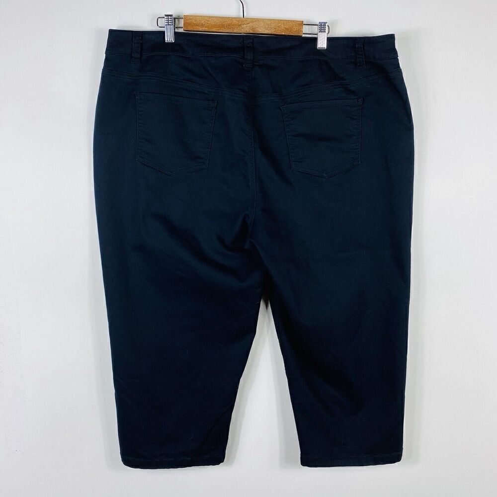 Catherines Plus Size 26 Tall Capri Jeans Black 5-Pocket - Picture 2 of 4